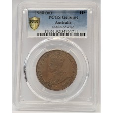 AUSTRALIA 1930 . ONE 1 PENNY . GENUINE AUSTRALIA 1930 . ONE 1 PENNY . GENUINE